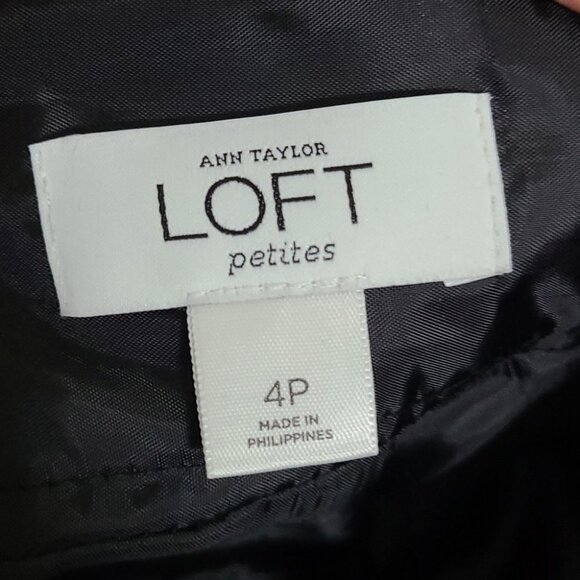 LOFT Ann Taylor Gray‎ & Black Plaid Wool Blend Lined Skirt Sz 4 PETITE - Picture 3 of 4